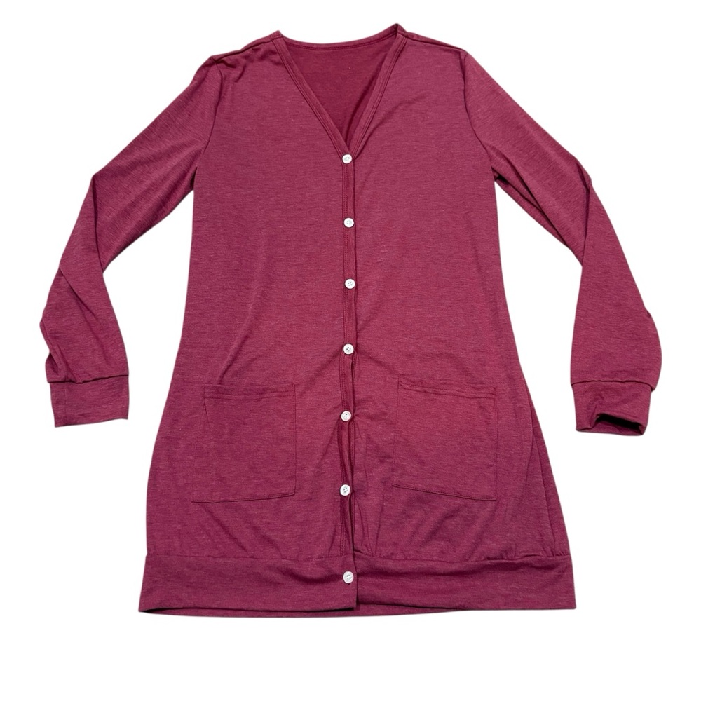 Unbranded Burgundy Maroon Button Down Long Sleeve Cardigan Size S